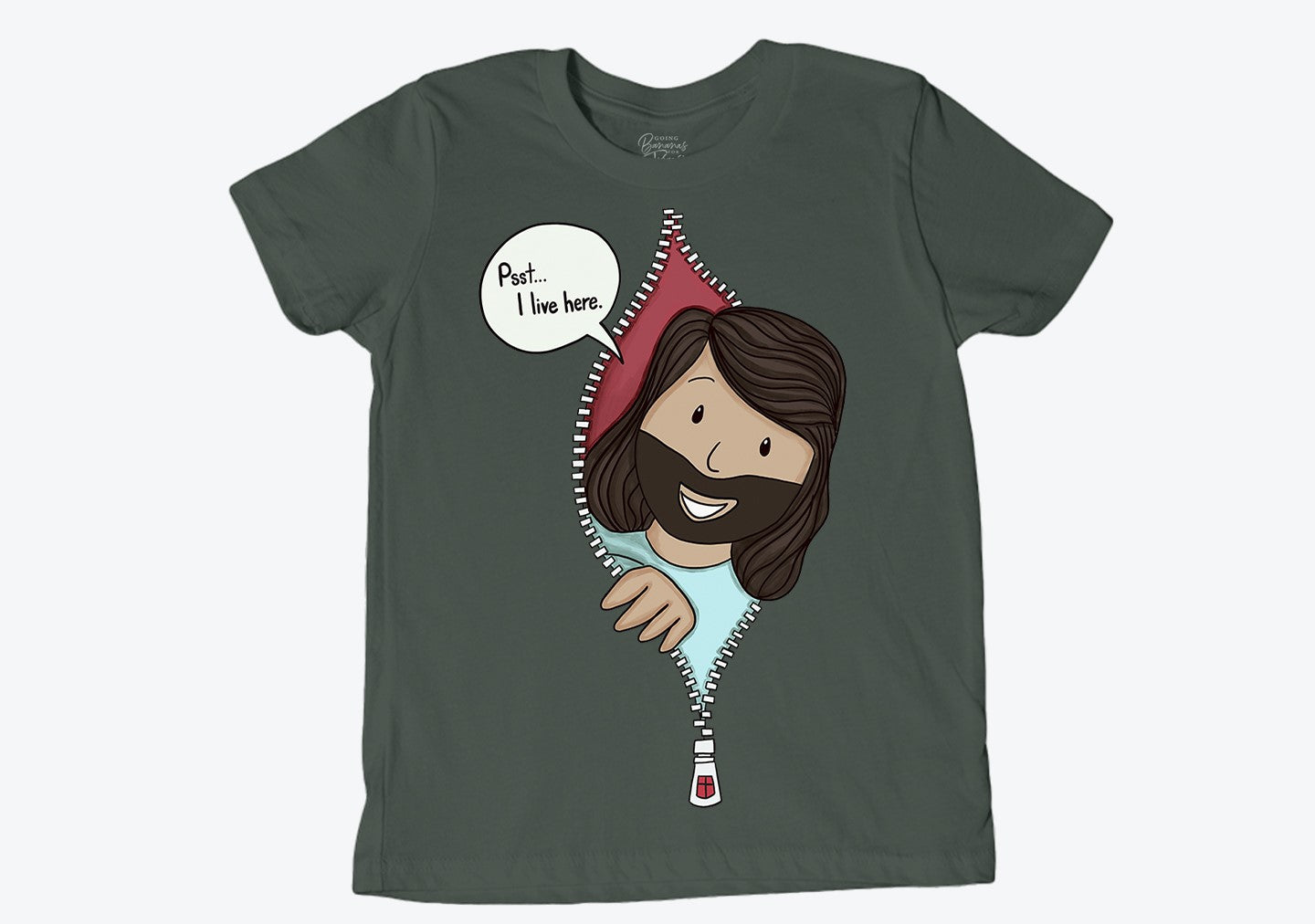 Jesus Lives Here Tee Youth - Forest
