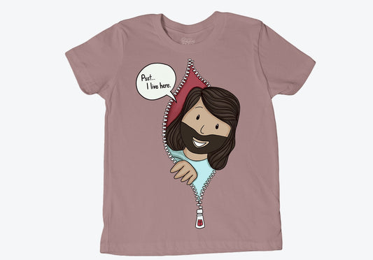 Jesus Lives Here Tee Youth - Mauve