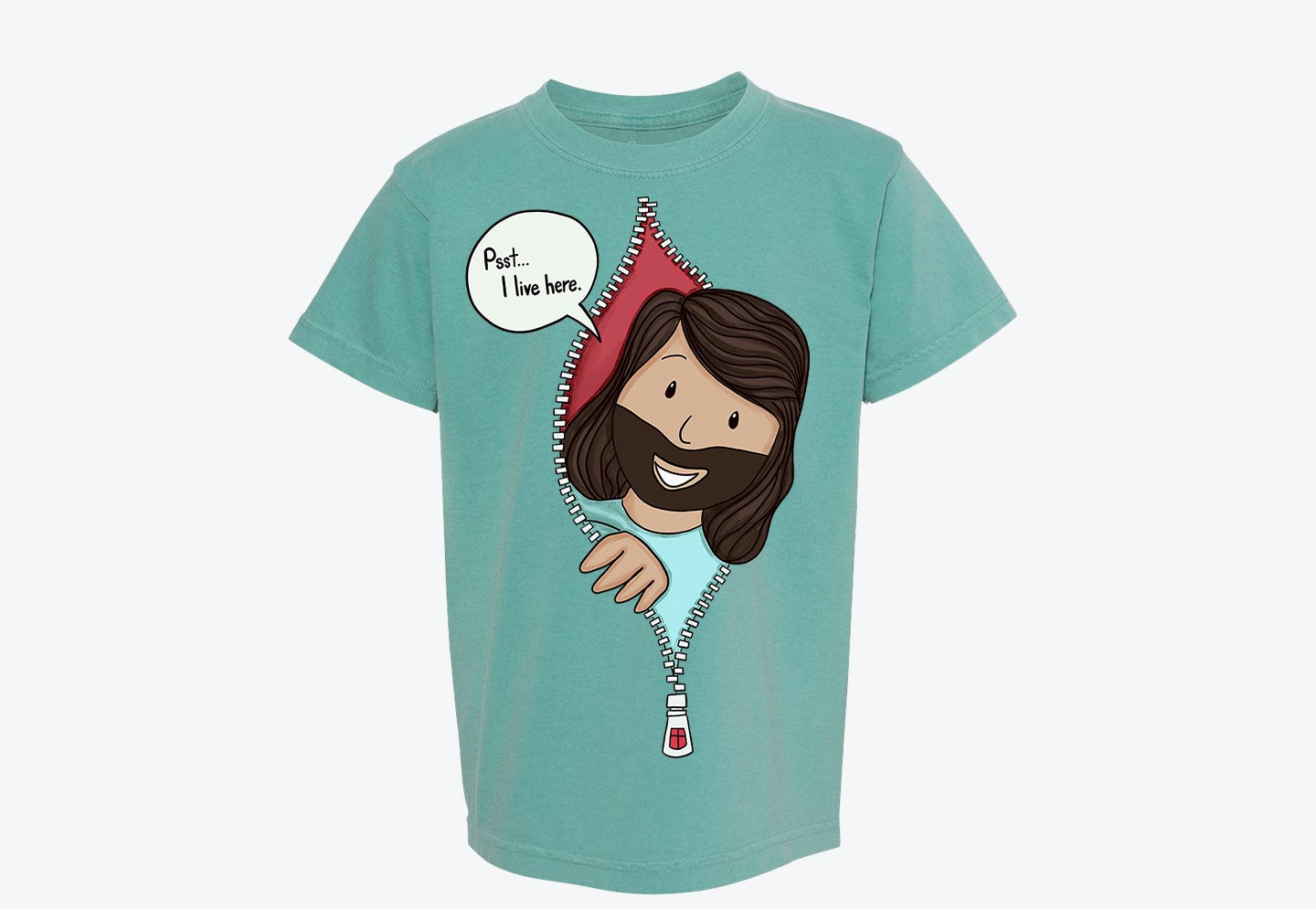 Jesus Lives Here Tee Youth - Seafoam