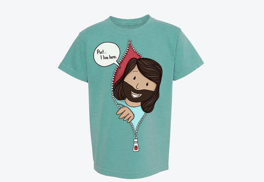 Jesus Lives Here Tee Youth - Seafoam