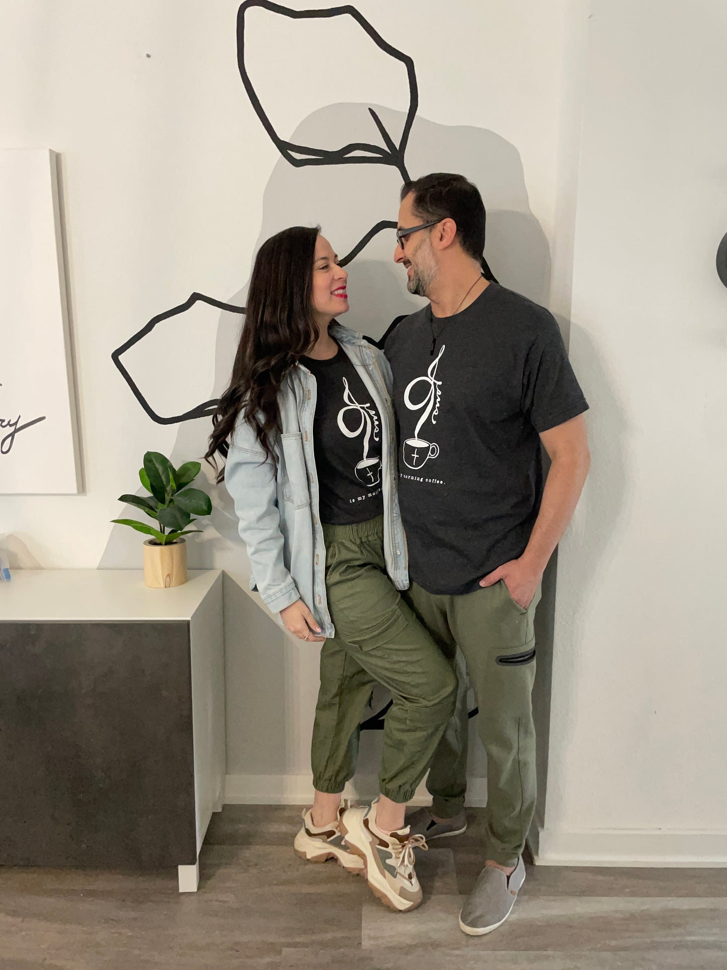 Jesus is My Morning Coffee Tee-Charcoal
