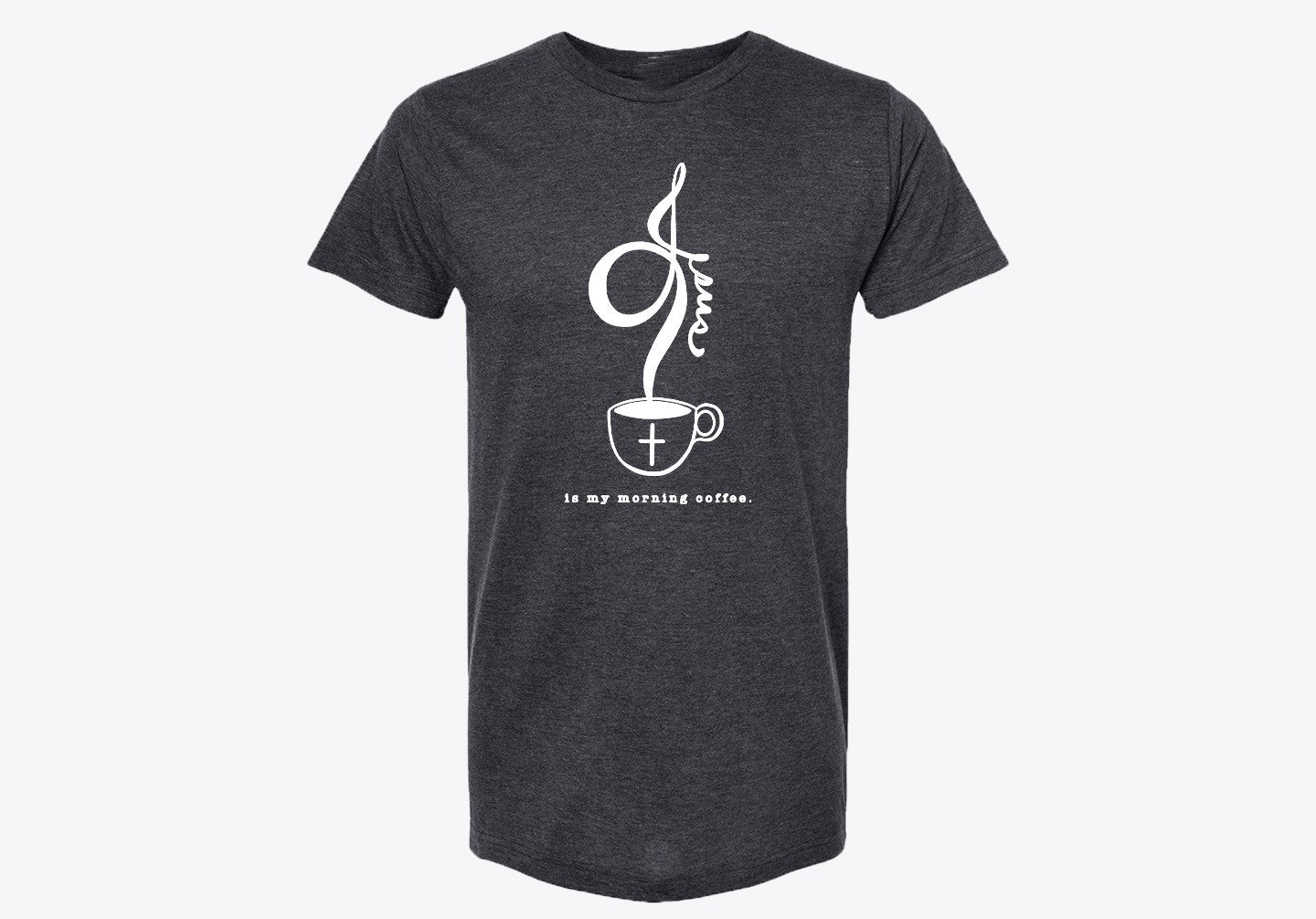 Jesus is My Morning Coffee Tee-Charcoal
