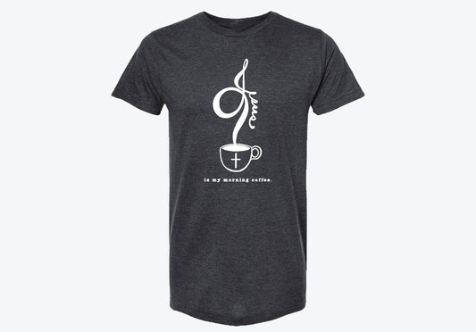 Jesus is My Morning Coffee Tee-Charcoal